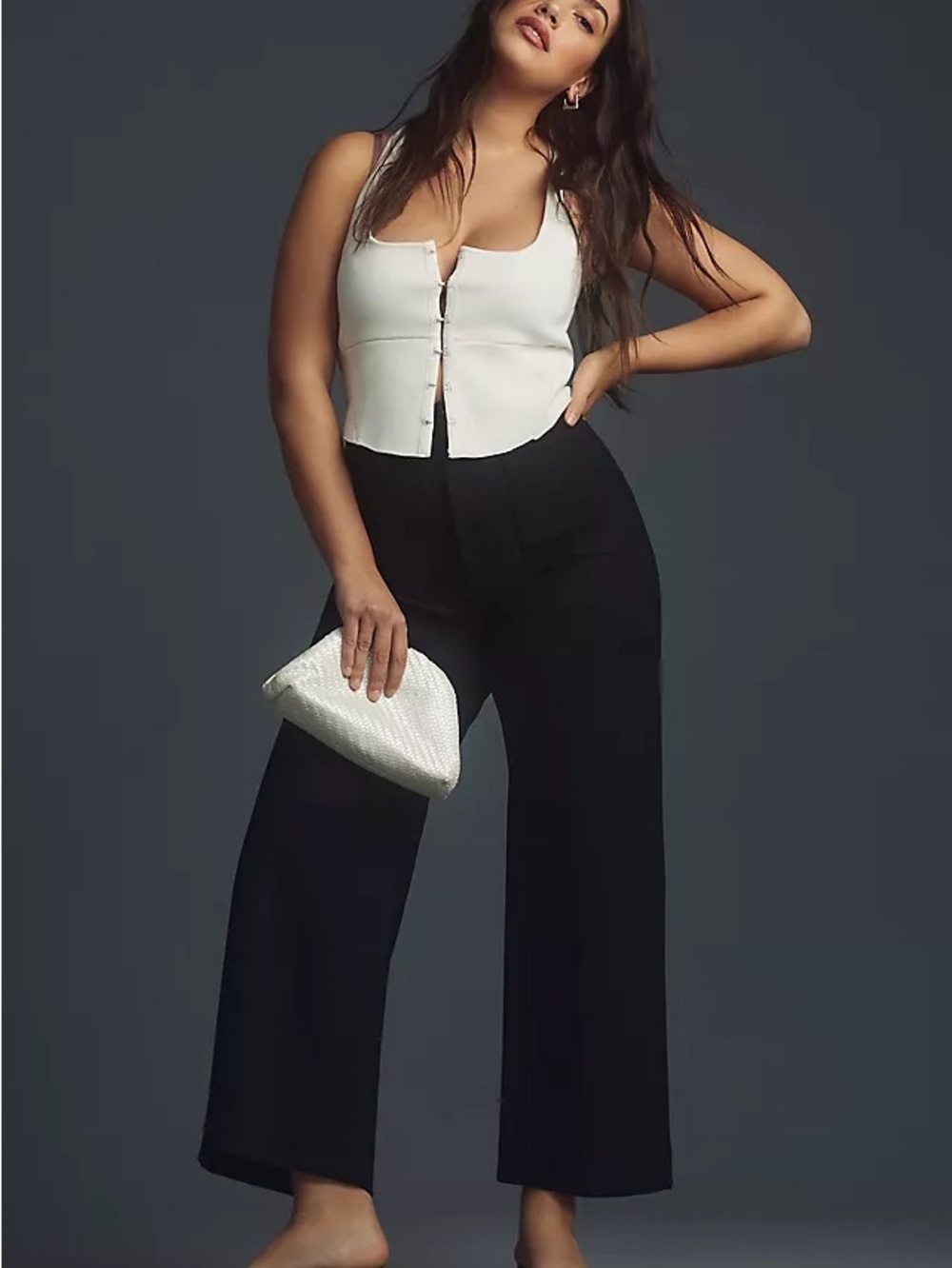 Anthropologie Maeve Colette Black Wide-Leg Crop Pants - Women's Casual